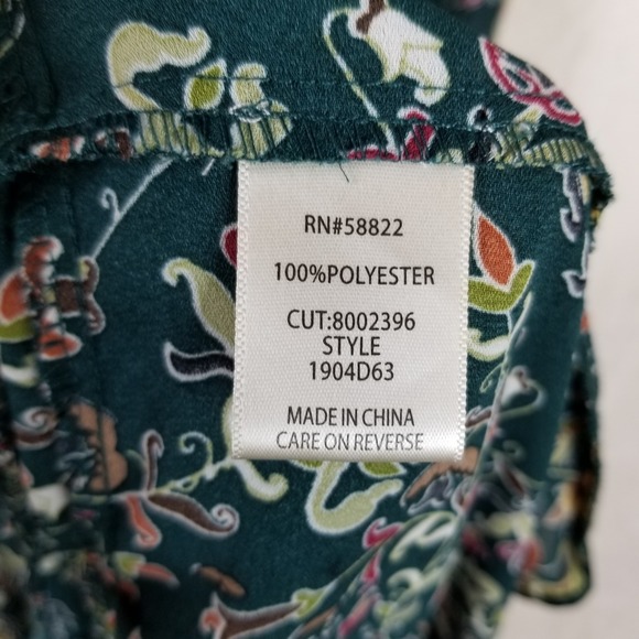 Max Studio Green Floral Smocked Tiered Maxi Dress Puff Sleeve 1904D63 XS - Picture 6 of 9